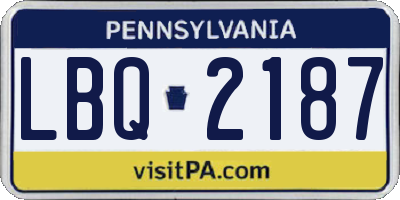 PA license plate LBQ2187
