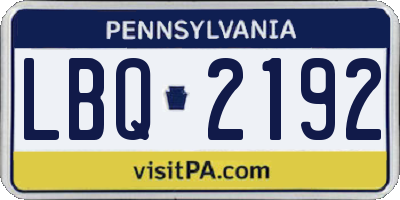PA license plate LBQ2192