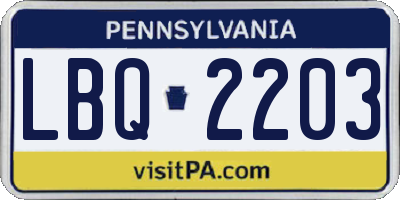 PA license plate LBQ2203