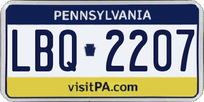 PA license plate LBQ2207