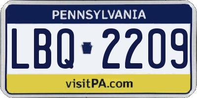 PA license plate LBQ2209