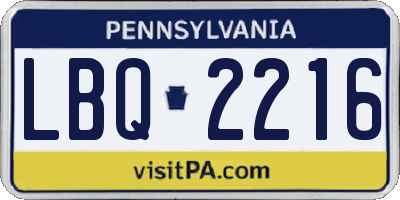 PA license plate LBQ2216