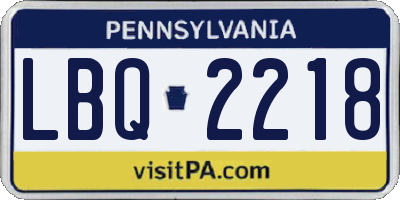 PA license plate LBQ2218