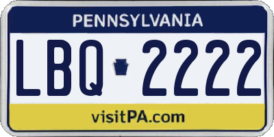 PA license plate LBQ2222