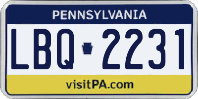 PA license plate LBQ2231