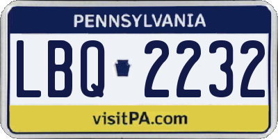PA license plate LBQ2232