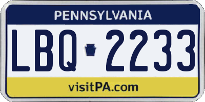 PA license plate LBQ2233