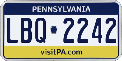 PA license plate LBQ2242