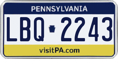 PA license plate LBQ2243
