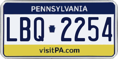 PA license plate LBQ2254