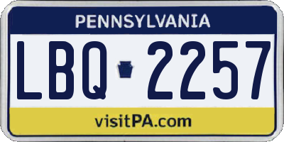 PA license plate LBQ2257