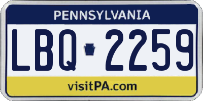 PA license plate LBQ2259