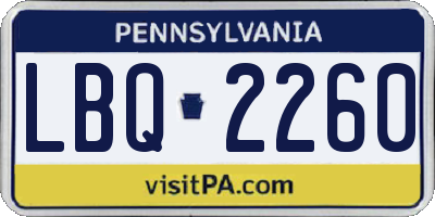 PA license plate LBQ2260