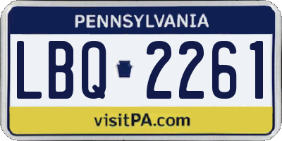 PA license plate LBQ2261