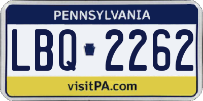 PA license plate LBQ2262