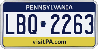 PA license plate LBQ2263