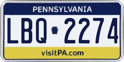 PA license plate LBQ2274