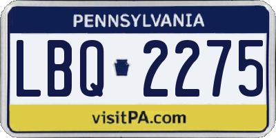 PA license plate LBQ2275