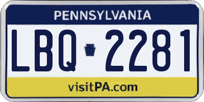 PA license plate LBQ2281