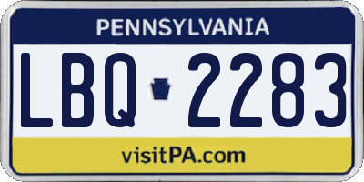 PA license plate LBQ2283