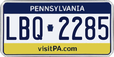 PA license plate LBQ2285
