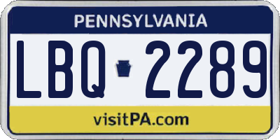PA license plate LBQ2289