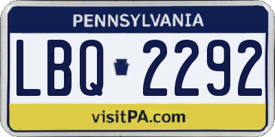PA license plate LBQ2292
