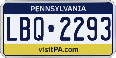 PA license plate LBQ2293