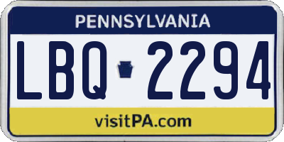 PA license plate LBQ2294