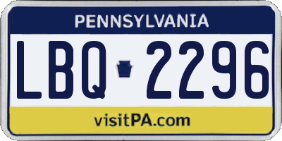 PA license plate LBQ2296