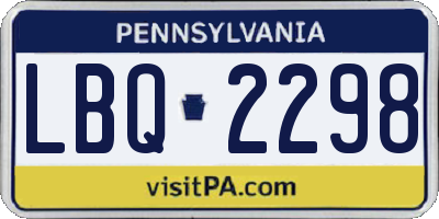 PA license plate LBQ2298
