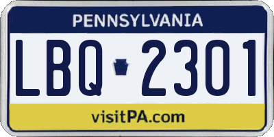PA license plate LBQ2301