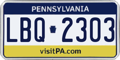 PA license plate LBQ2303