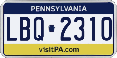 PA license plate LBQ2310