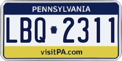 PA license plate LBQ2311