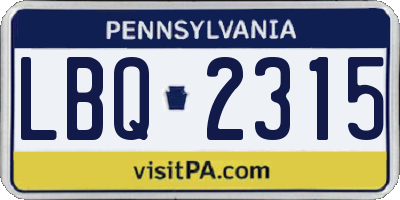 PA license plate LBQ2315