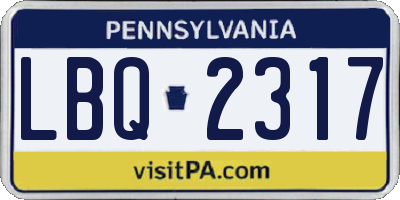 PA license plate LBQ2317