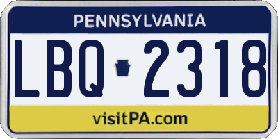PA license plate LBQ2318