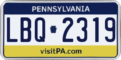 PA license plate LBQ2319