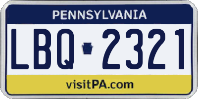 PA license plate LBQ2321