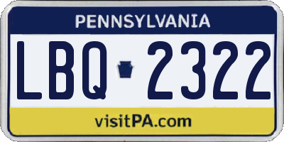 PA license plate LBQ2322