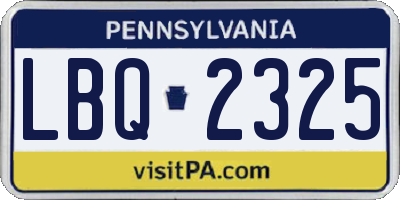 PA license plate LBQ2325