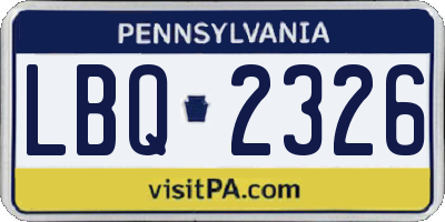 PA license plate LBQ2326