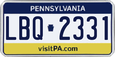 PA license plate LBQ2331