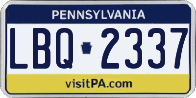 PA license plate LBQ2337
