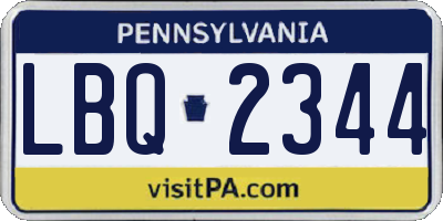 PA license plate LBQ2344