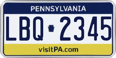 PA license plate LBQ2345