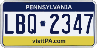 PA license plate LBQ2347