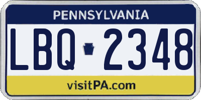 PA license plate LBQ2348
