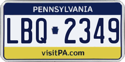 PA license plate LBQ2349
